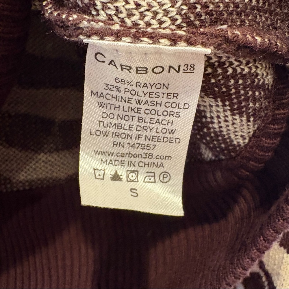 Carbon38 NWT $128 Zebra Print Crewneck Knit Sweater Brown & Cream S P2P 21-23” - Picture 8 of 12